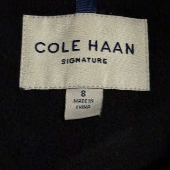 Cole Haan Signature Womens Asymmetrical Belted Full Zip Wool Coat Size 8 Black - Picture 8 of 16